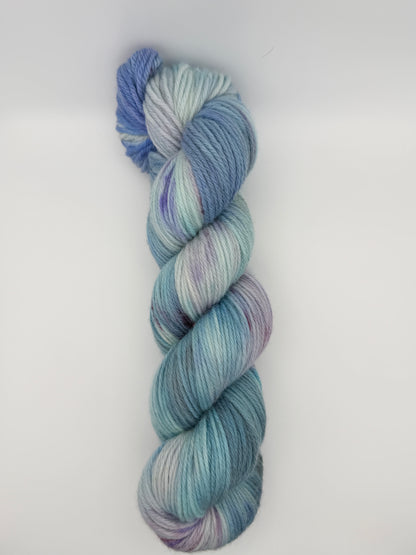 Hand dyed yarn UK available in DK, double knit, blue and purple tones