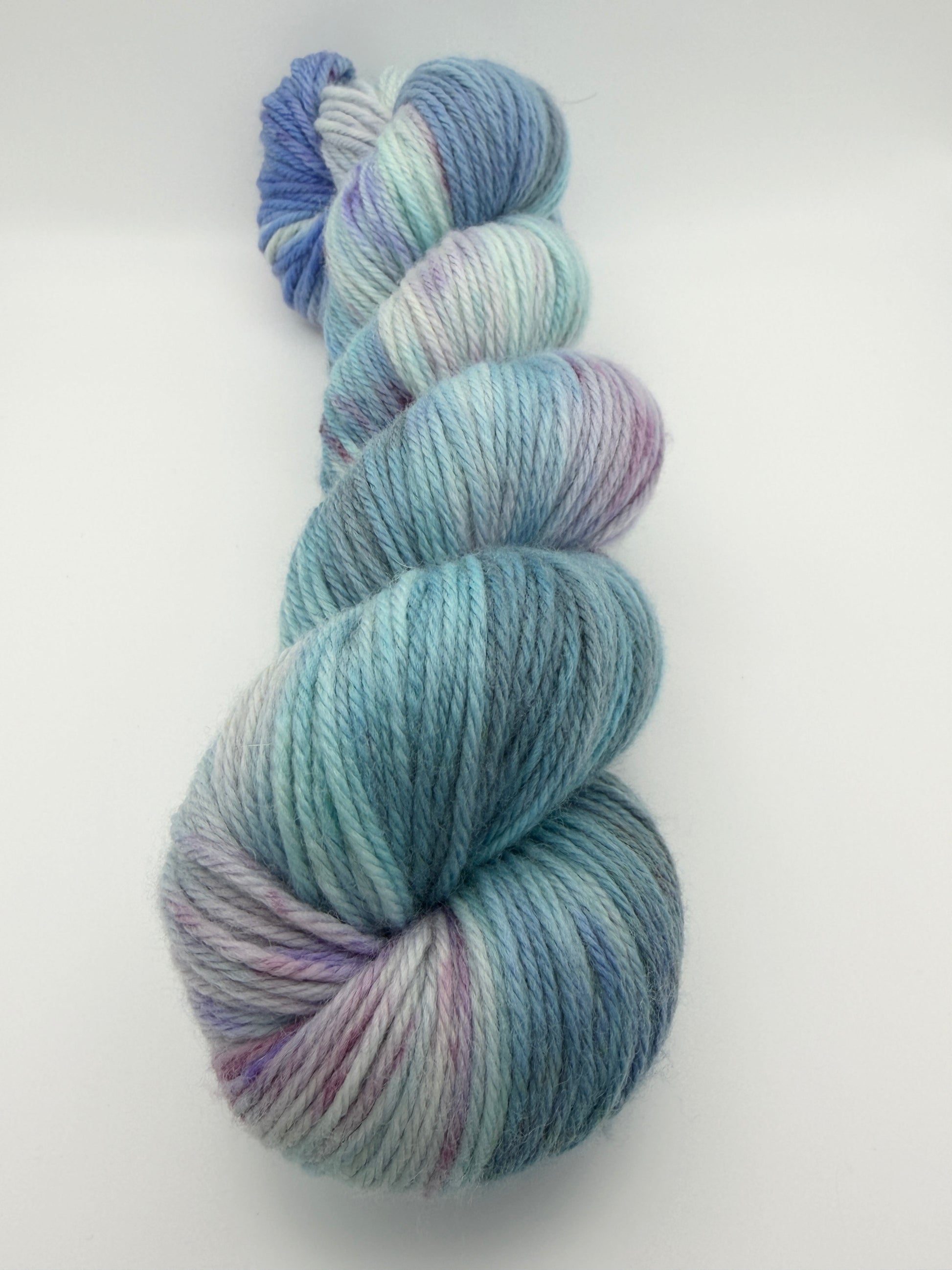 Hand dyed yarn UK available in DK, double knit, blue and purple tones